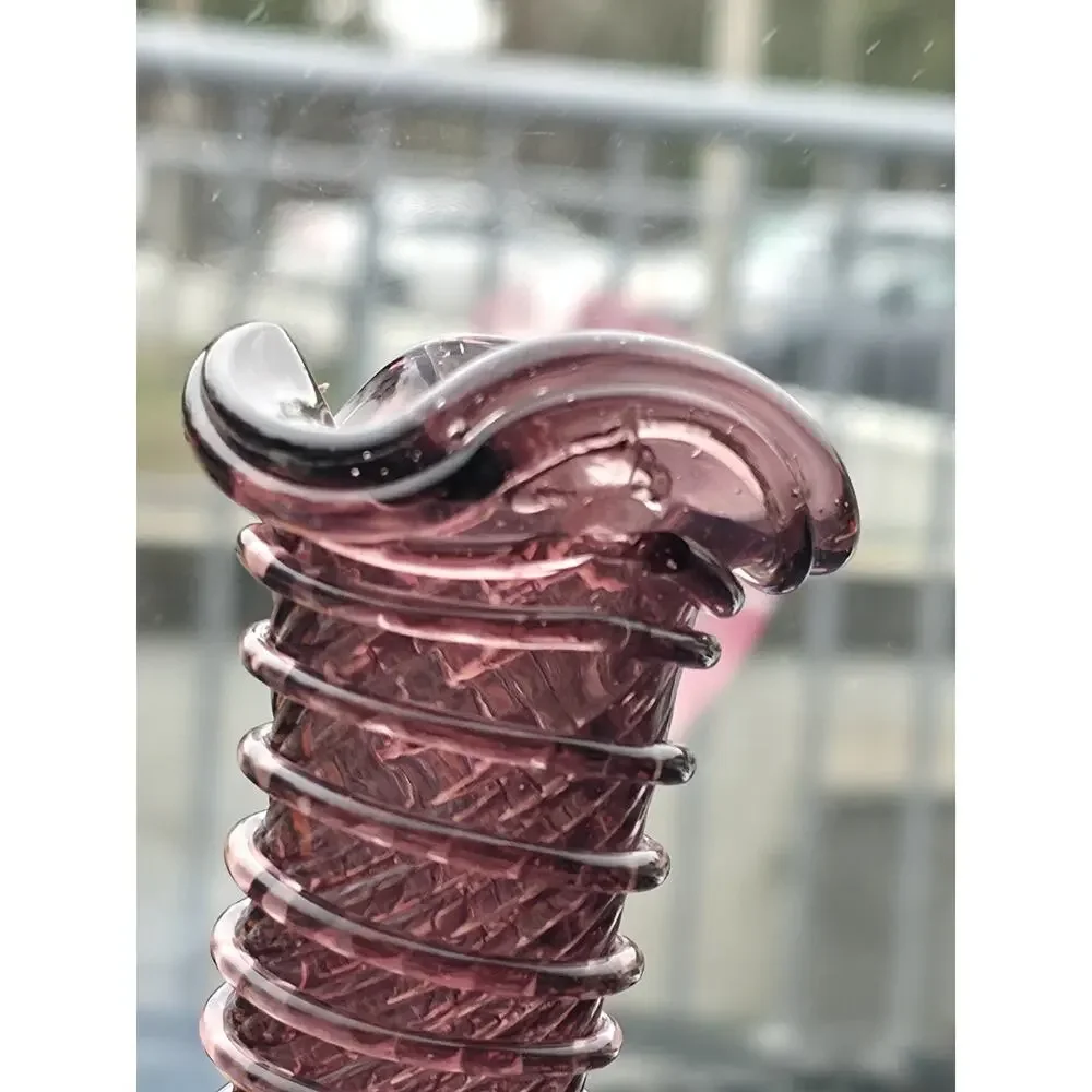 Amethyst Studio Art Glass Vase 8” Applied Spiral Wrap Swirl Vintage